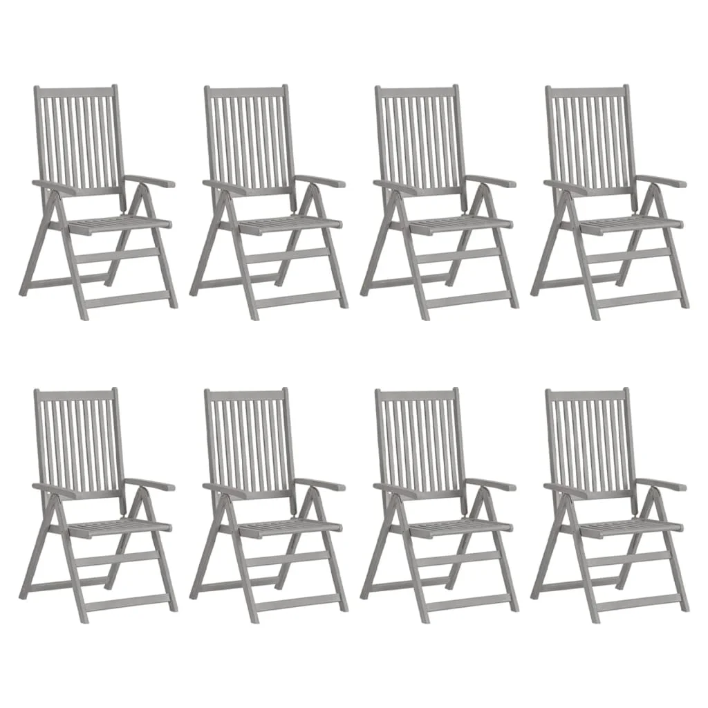 

Patio Reclining Chairs 8 pcs Gray Solid Acacia Wood 22.4" x 27.2" x 43.3" Outdoor Chair Outdoor Furniture