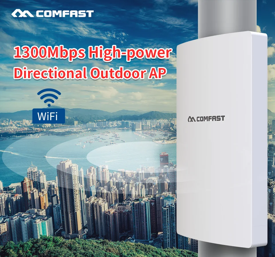 High Power 1300Mbps 2 Gigabit Port Wi-Fi Outdoor AP/Repeater/Router Directional 2.4 +5G Antenna PoE Wifi Range Extender Amplifer