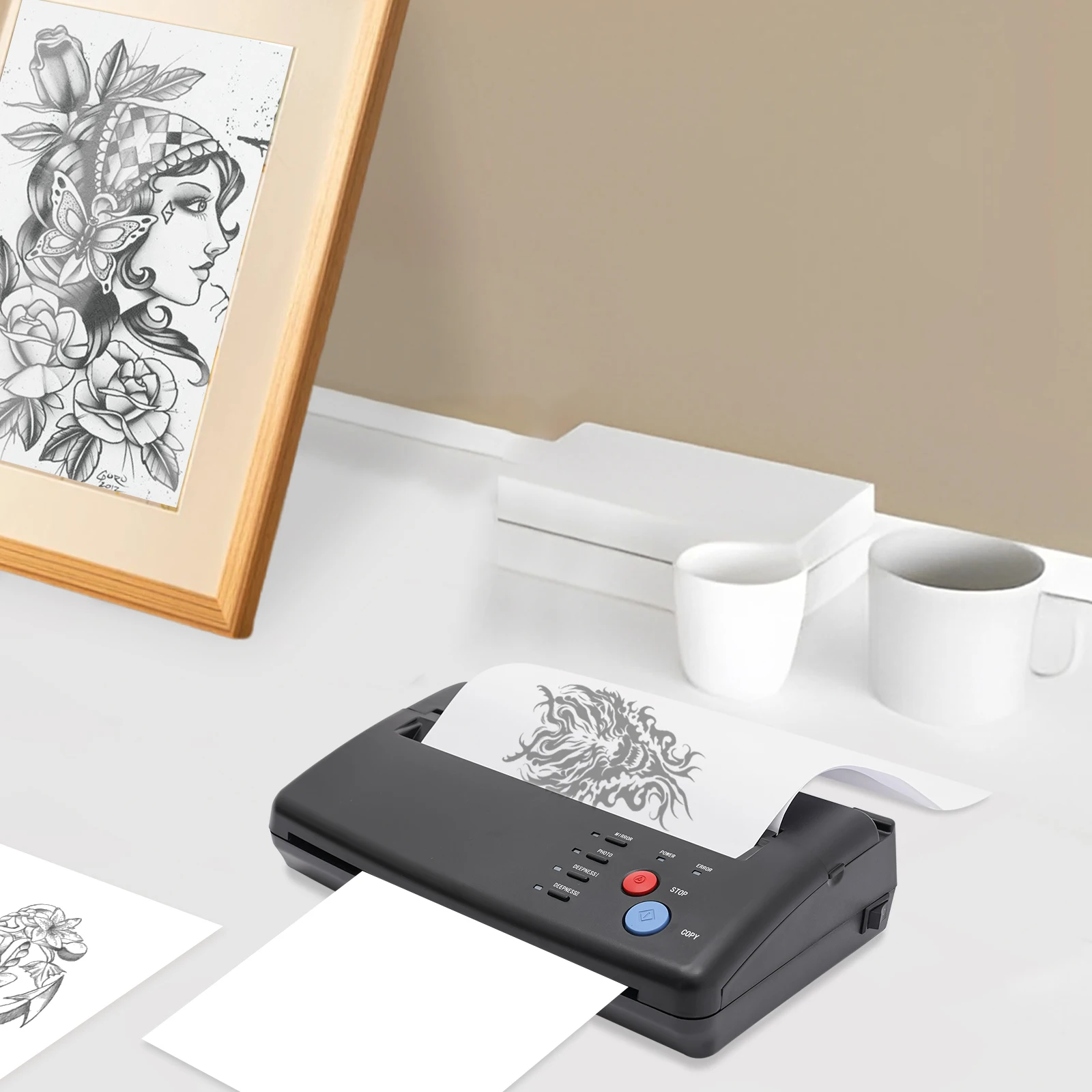 Tattoo Transfer Stencil Printer 220V Copier Machine Effective Scanning Width: 21cm A4, Black