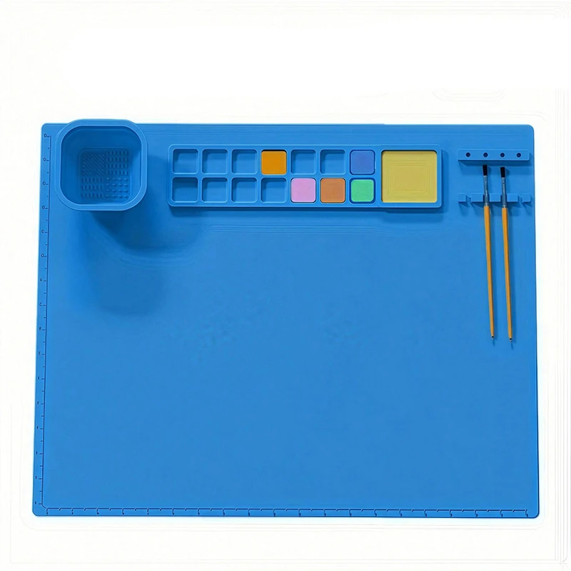 1PCS Silikon Malerei Pad Pinsel Halter Silikon Kunst Malerei Palette Waschbar Graffiti Matte Geburtstag Geschenk Ölfarbe Pad – Detail 6