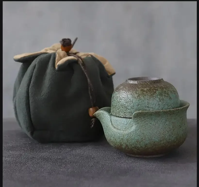 

Chinese Ceramic Teapot With 1 Cup Portable Travel Tea Set Drinkware