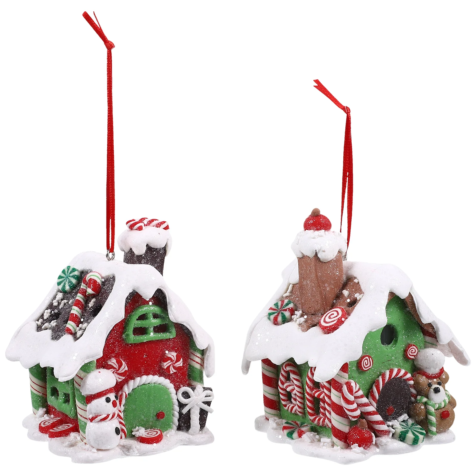 

2 Pcs Christmas Gingerbread House Small Candy Home Decor Gifts Unique Birthday Party Decoration