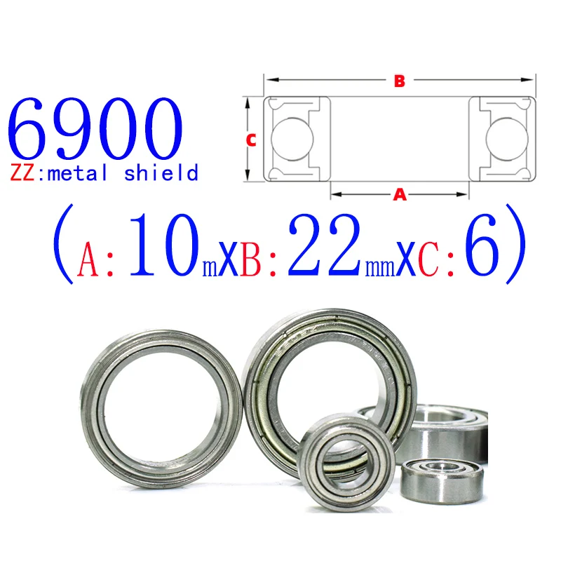 6900ZZ (10pcs)  Flange Mini Bearings 10x22x6mm Rubber & Iron Sealed RC Car Toy Bearing Kit