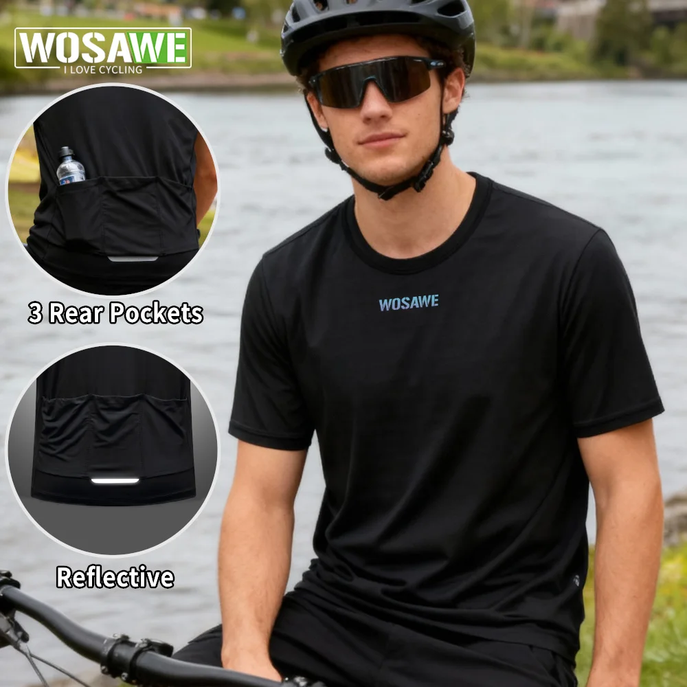 WOSAWE Unisex Cycling Jersey Long Sleeve Breathable Lightweight Bicycle Jersey Men Quick Dry Shirts Casual Summer Bike Clothing