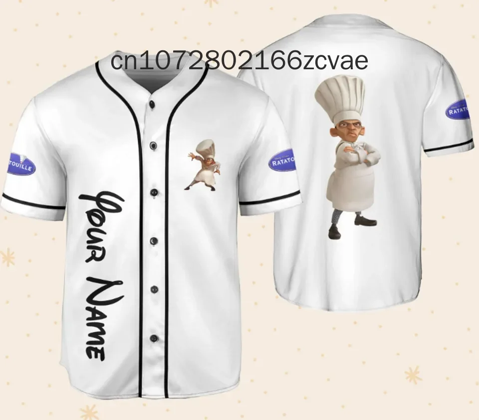 2024 New Disney Ratatouille Baseball Jersey 3D Printed Kids Adults Fashion Cartoon Buttons Baseball Uniform Kids Tops Clothing