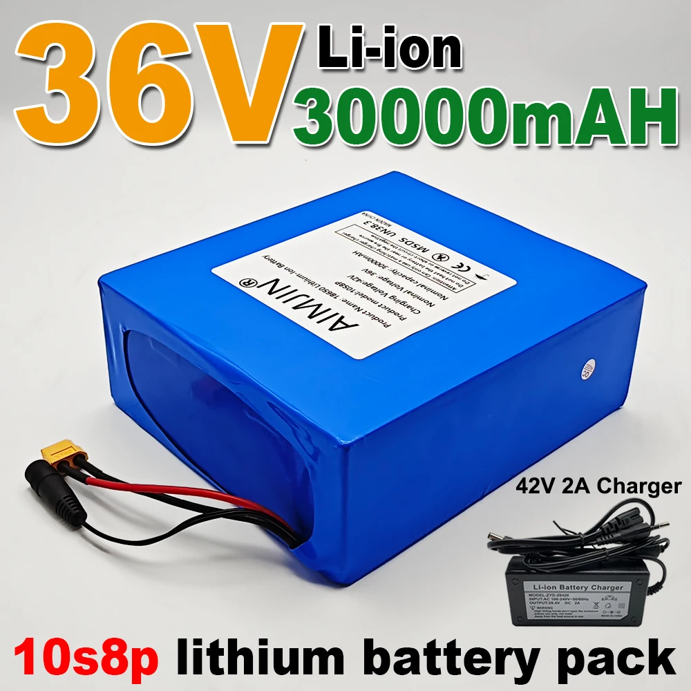 36V Battery 30000mah  Lithium-ion 10S8P Battery Pack 250W~1000W for Ebike,Car,Bicycle,Scooter with BMS