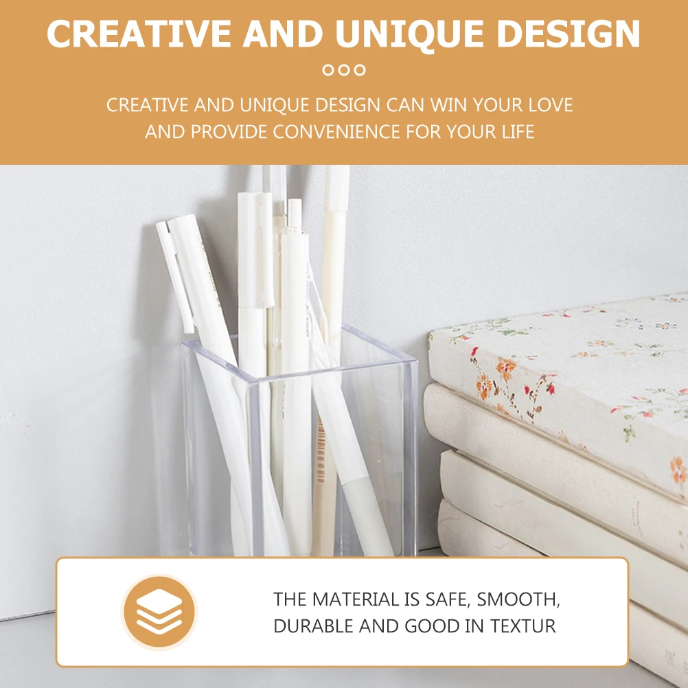 

2pcs Transparent Pen Holder File Organizer Smooth Stationery Storage Basket Desktop Decor For Office Home School