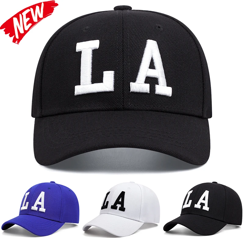 Unisex LA Letter Embroidery Snapback Baseball Caps Unisex Adult Outdoor Adjustable Casual Hats Sunscreen Hip-Hop Cowboy Hat ﻿