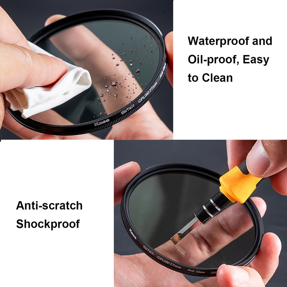 

Kase HD CPL III Circular Polarizer Lens Filter Ultra-Low Reflectivity 0.1%, Optical Glass 43mm-77mm 82mm 95mm