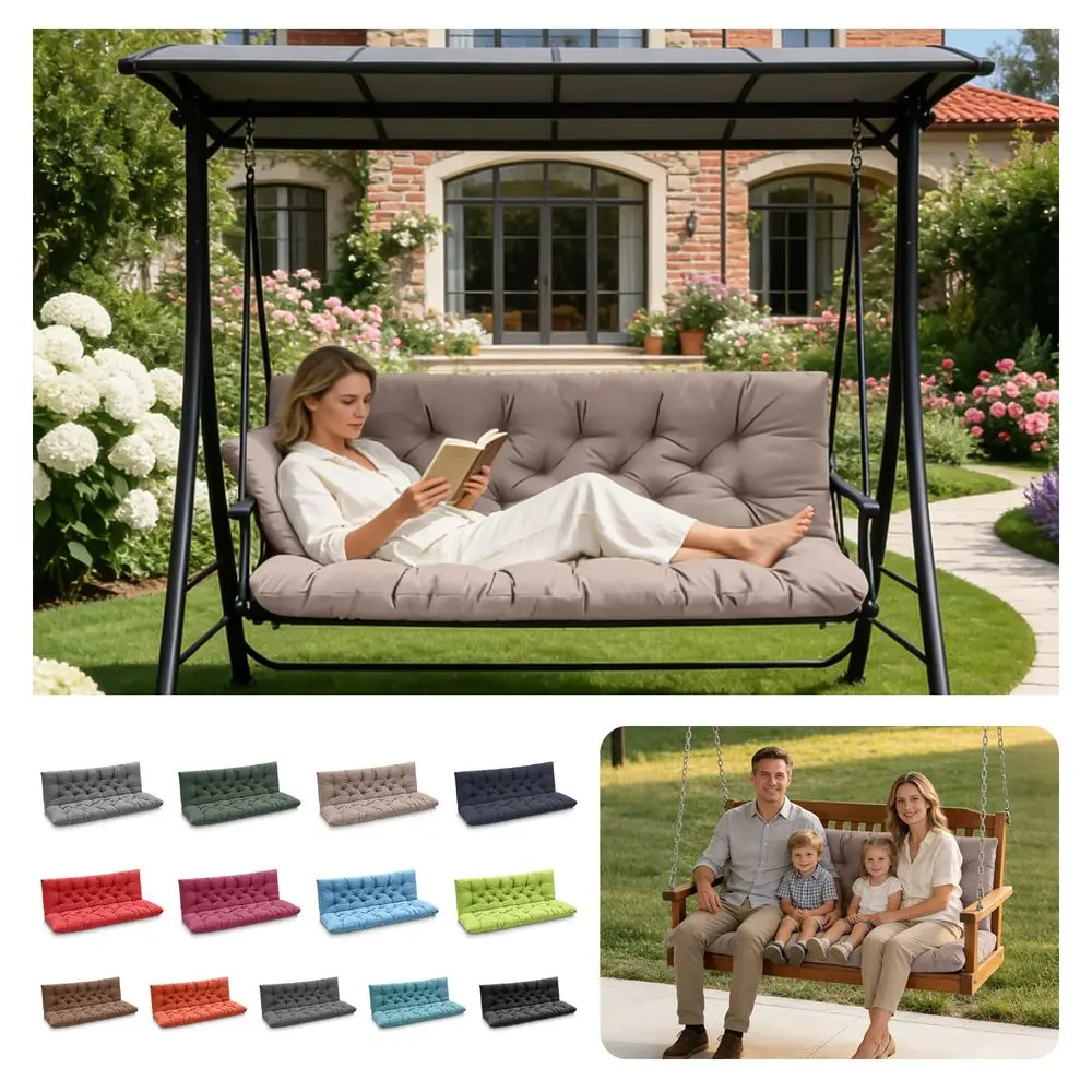 

Swing Cushions, Outdoor Swing Replacement Cushions 3 Seater with Backrest, Waterproof Bench Cushion with Ties,for Patio,Porch,