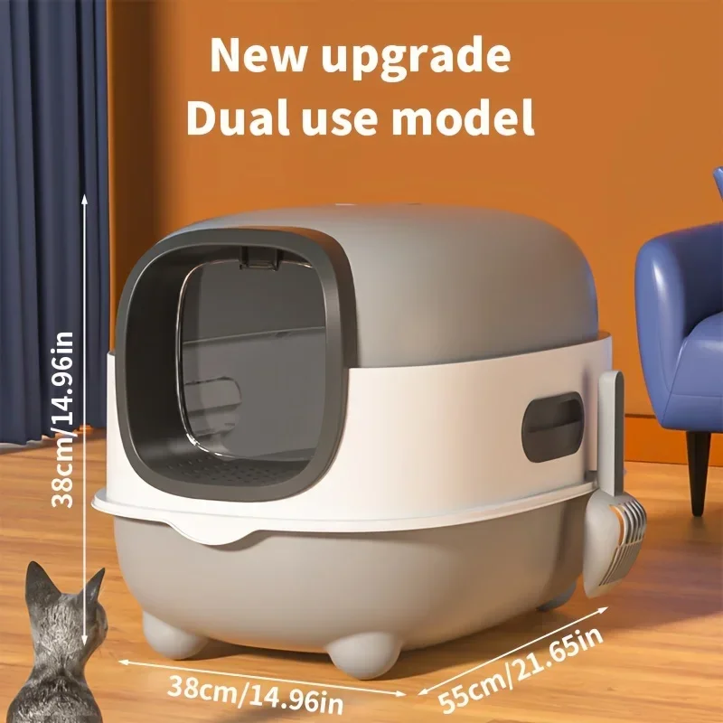 Closed cat litter box, splash proof, odor isolation, dual-purpose, foldable design, can accommodate cats weighing less t