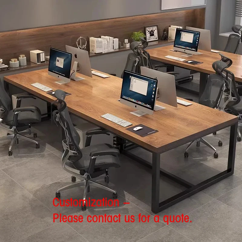 custom.Industrial Style Modern Solid Wood Four-Person Adjustable Height Computer Conference Desk Commercial Office Use