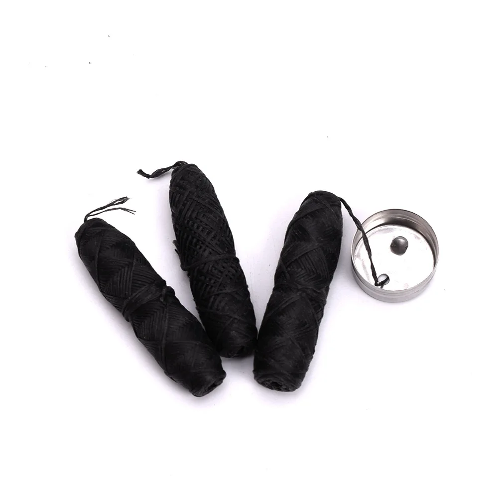 Bamboo Charcoal Dental Floss With Refillable Glass Holder Mint Flavored Tiny Floss (Black,White)