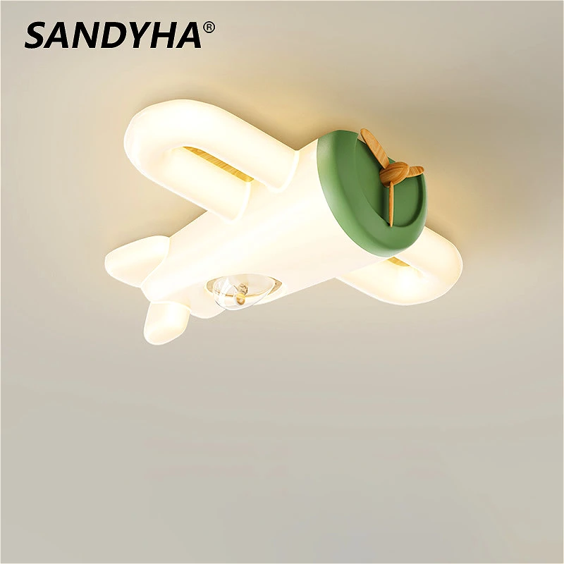 

Nordic Airplane Ceiling Light Cartoon Cream Style Lustre Hanging Chandelier Home Decor Bedroom Children'room Led Pendant Lamps