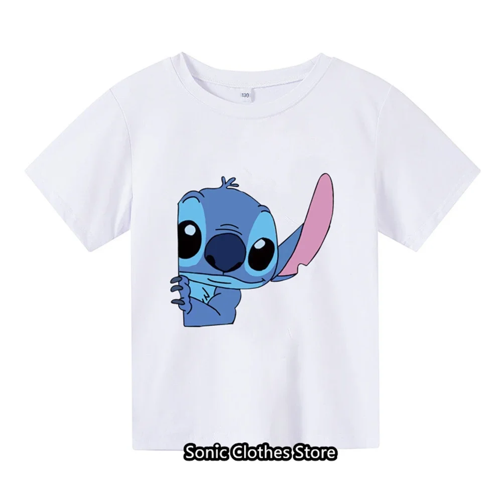 Summer New T-shirt Children's Top Lilo&Stitch Kawaii Pattern Children's T-shirt Fashion Outdoor Style