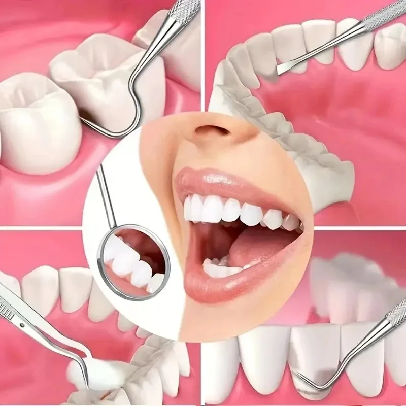 6 pezzi in acciaio inossidabile dentista strumenti orali pulizia filo interdentale rimozione tartaro facile da pulire non facile da rompere cura dello specchio orale dentale