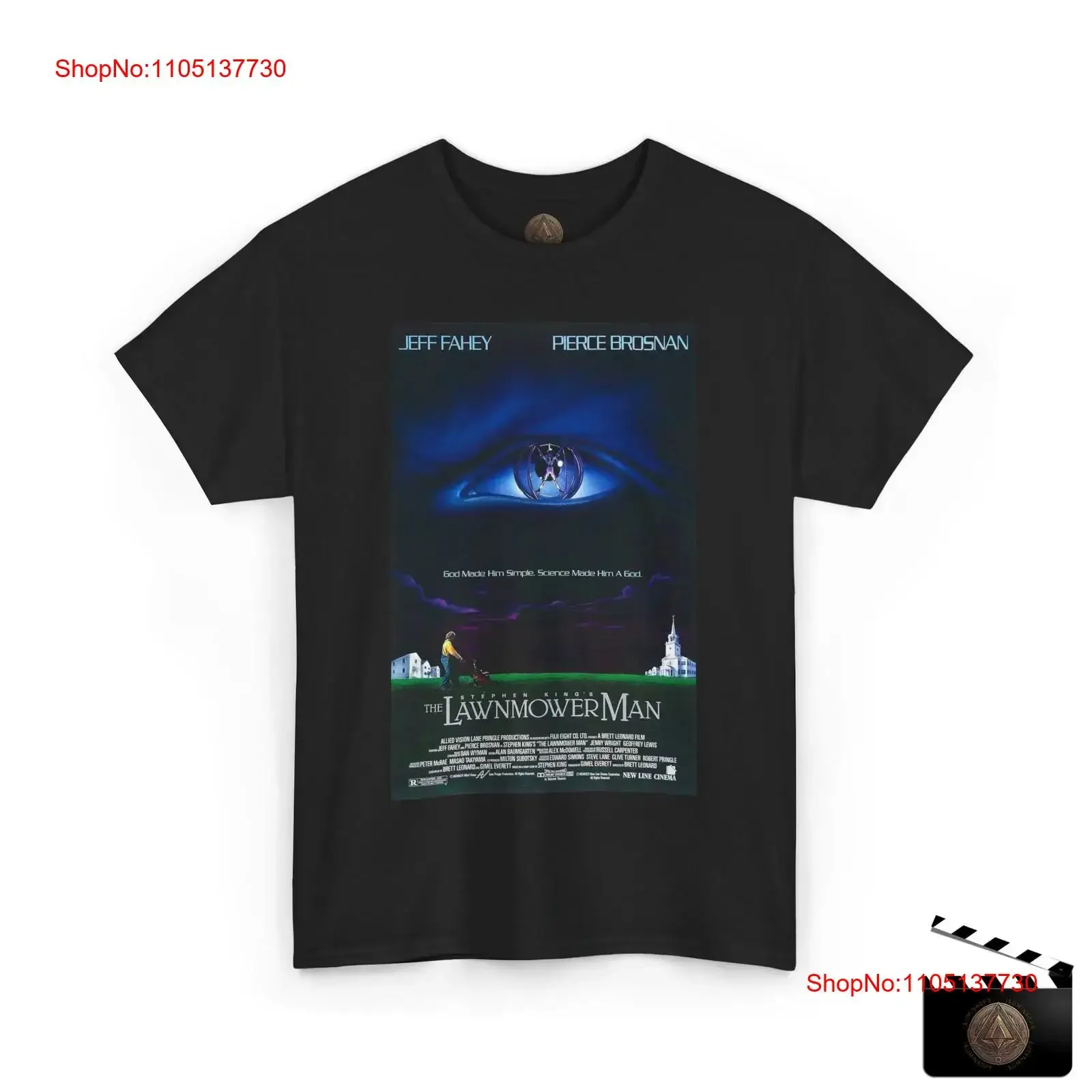 تي شيرت ملصق فيلم The Lawnmower Man لملابس مصممة مريحة مغسولة عتيقة قابلة للتنفس كاجوال