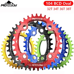 MOTSUV Oval Chainring 104BCD for Shimano MTB Bike Bicycle Chain Ring 32T 34 36 38T Ultralight Tooth Plate Chainwheel 104 BCD