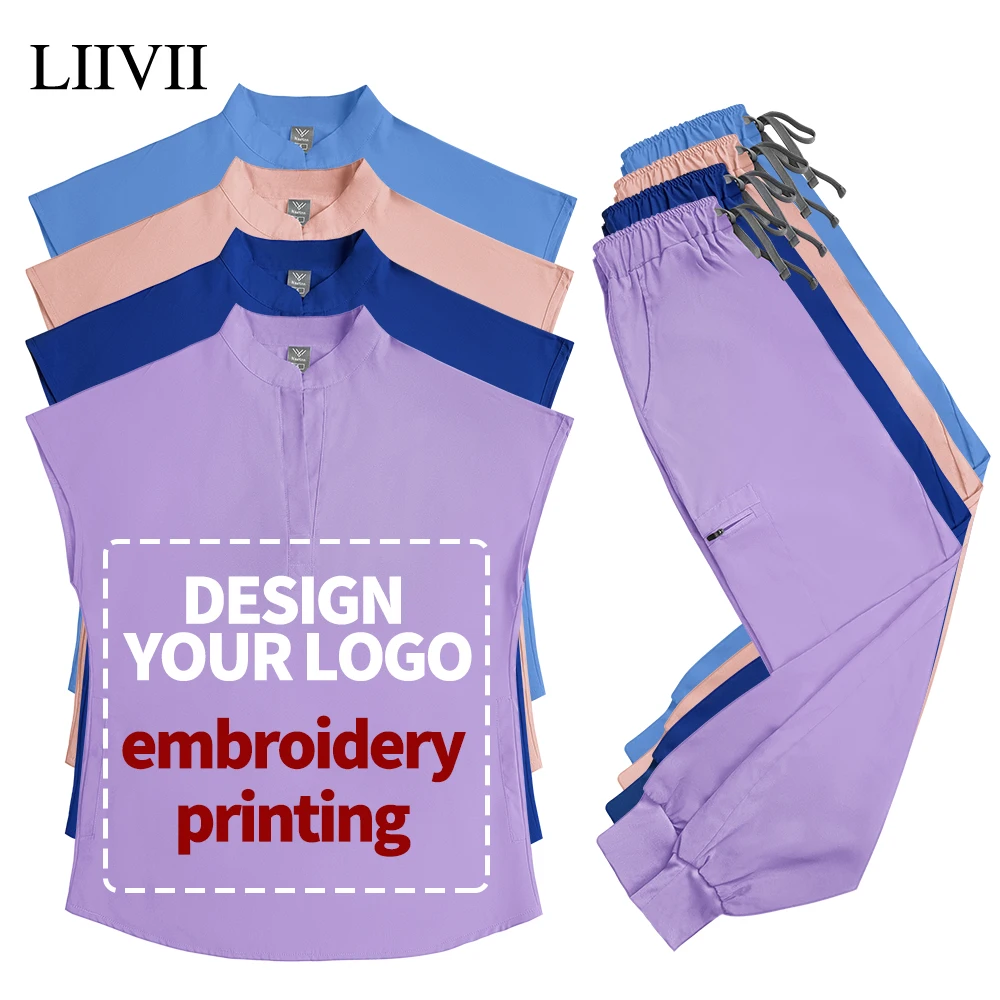 uniforme-de-trabalho-personalizado-para-spa-e-beleza-com-logo-uniforme-clinico-para-enfermeiras-conjunto-de-scrubs-medicos-com-blusa-e-calcas-com-bolso