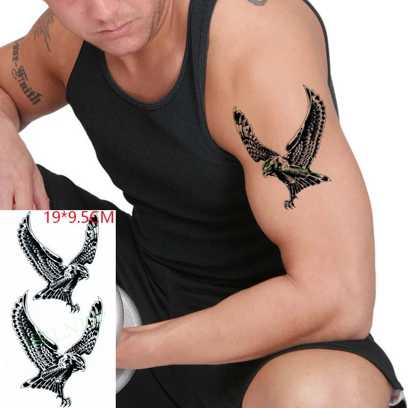 Waterproof Temporary Tattoo Sticker eagle hawk bird Fake Tatto Flash Tatoo leg Arm hand foot tatouage for Men Girl Women lady image 5