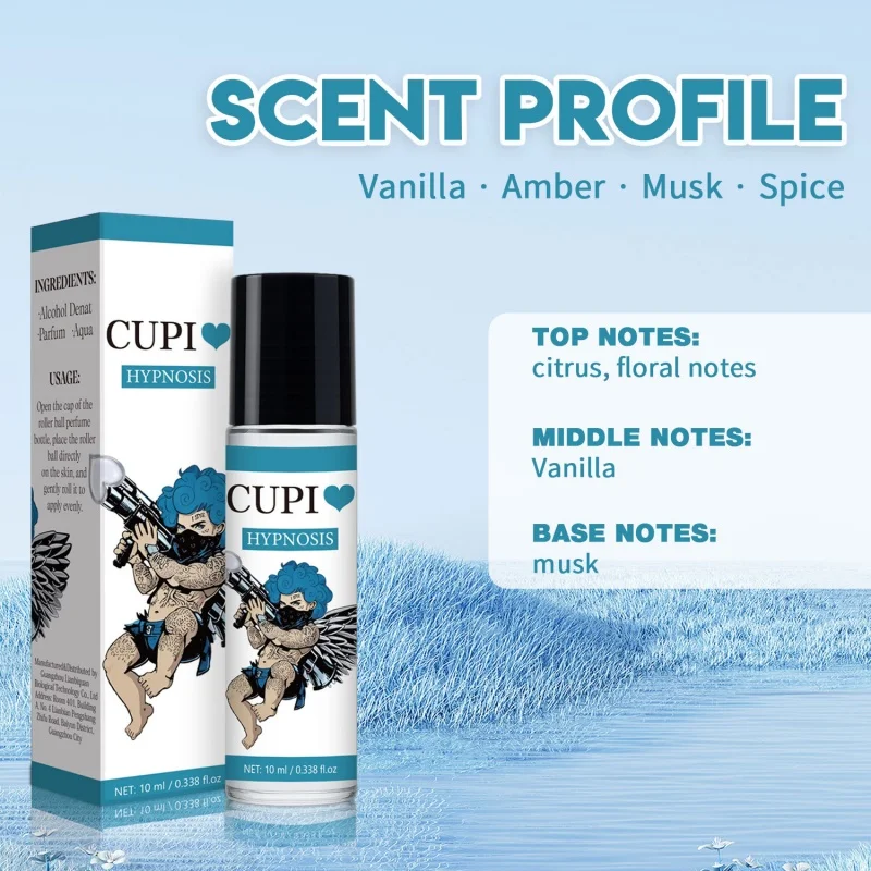 Parfum de feromone d'hypnose de Cupidon de luxe, améliore l'intimité durable, parfum pour hommes frais et charmant, parfait pour attirer la date des femmes