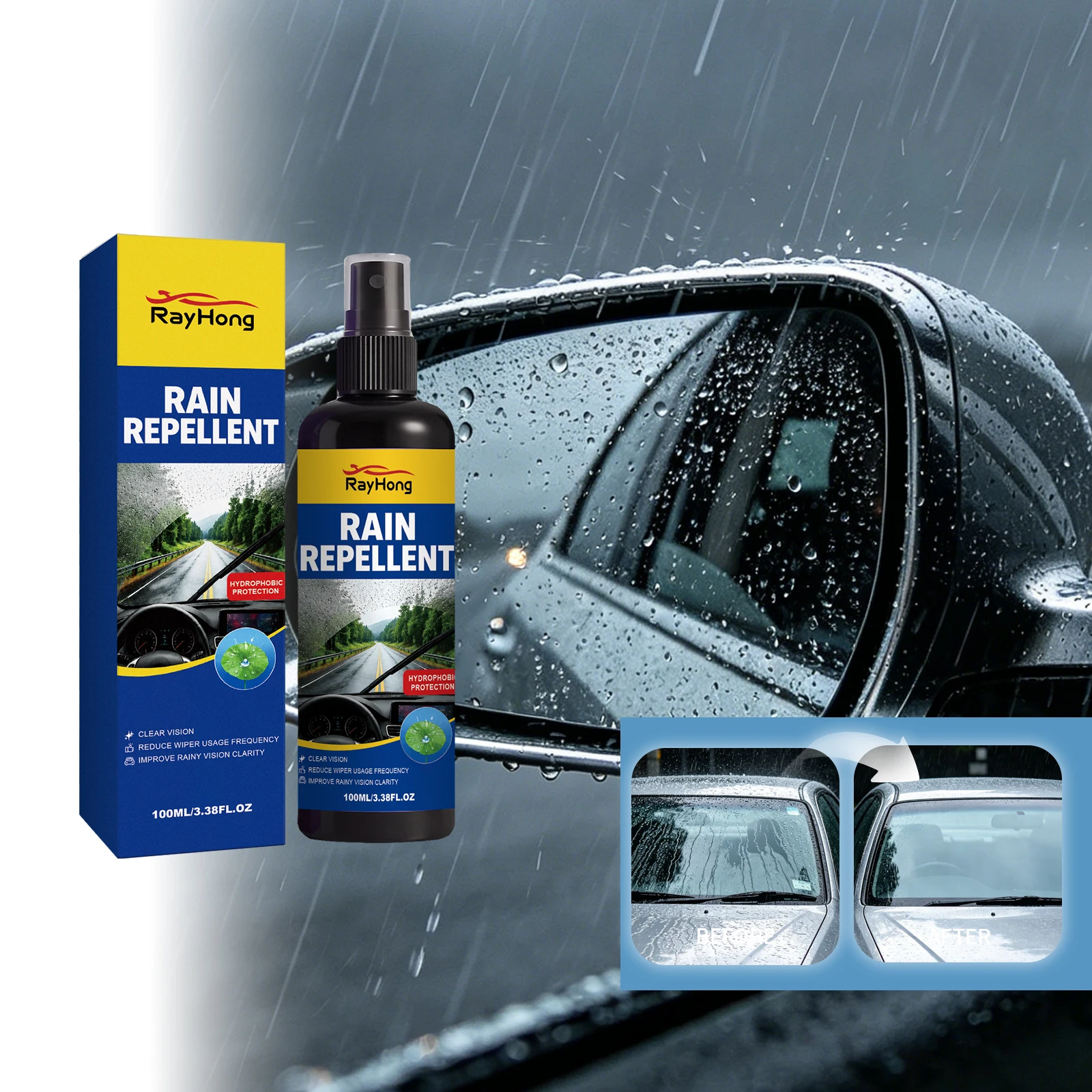 Car Coating Hydrophobic Protection Glass Surface Water Repellent Spray Anti Rain Agent For Auto Window Windshield Cleaner Care