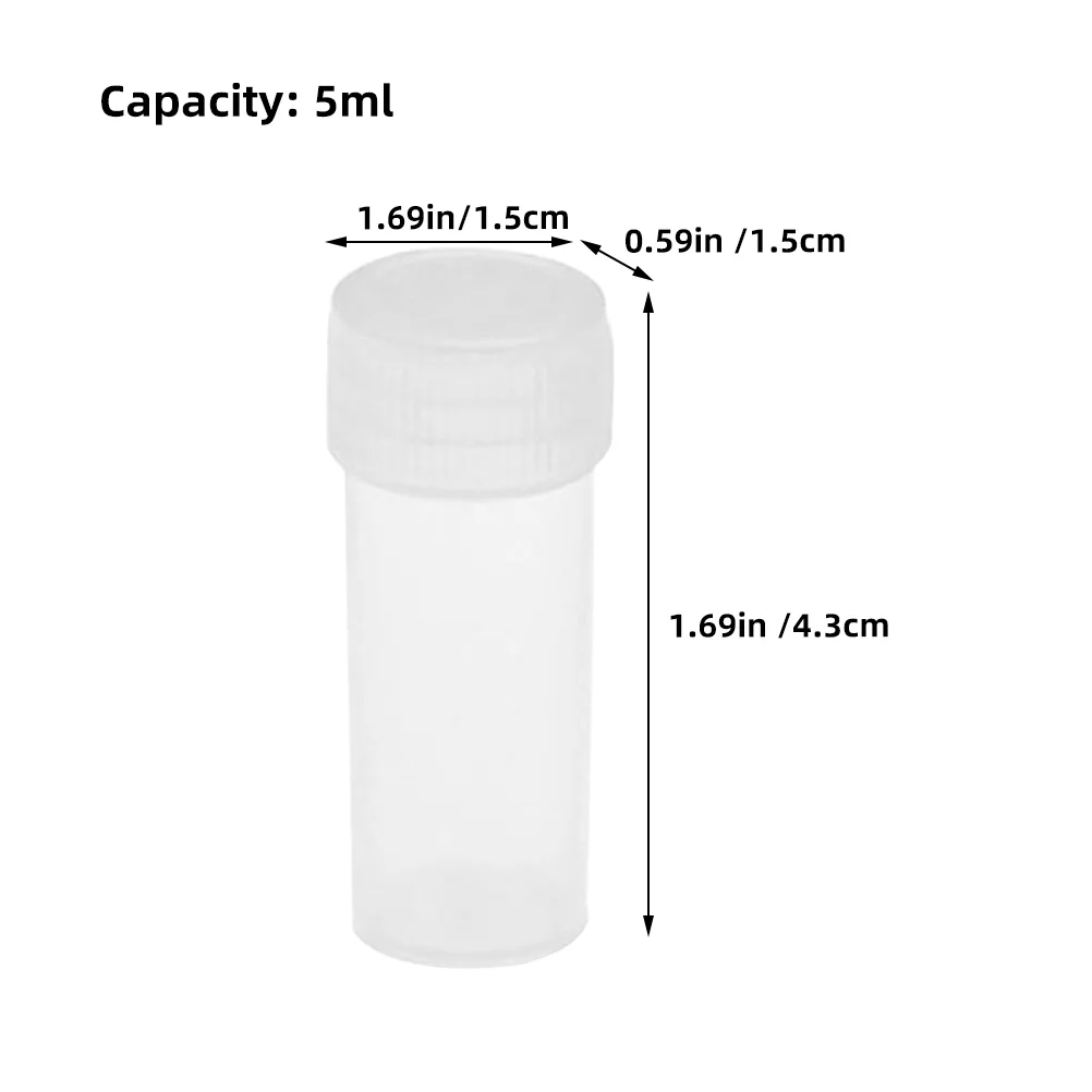 100 Pcs Sample Storage Bottle Test Tubes with Lids Container Bottles Cap Vial Small Plastic