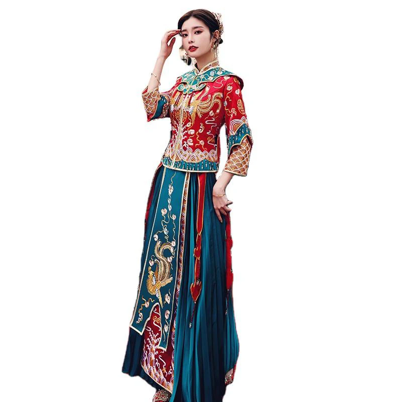 Xiuhe Bride Traditional Costume Chinese Trend Couple Dress Wedding Ceremony Pavilion Clothing Asian Dragon Phoenix Jacket Robe