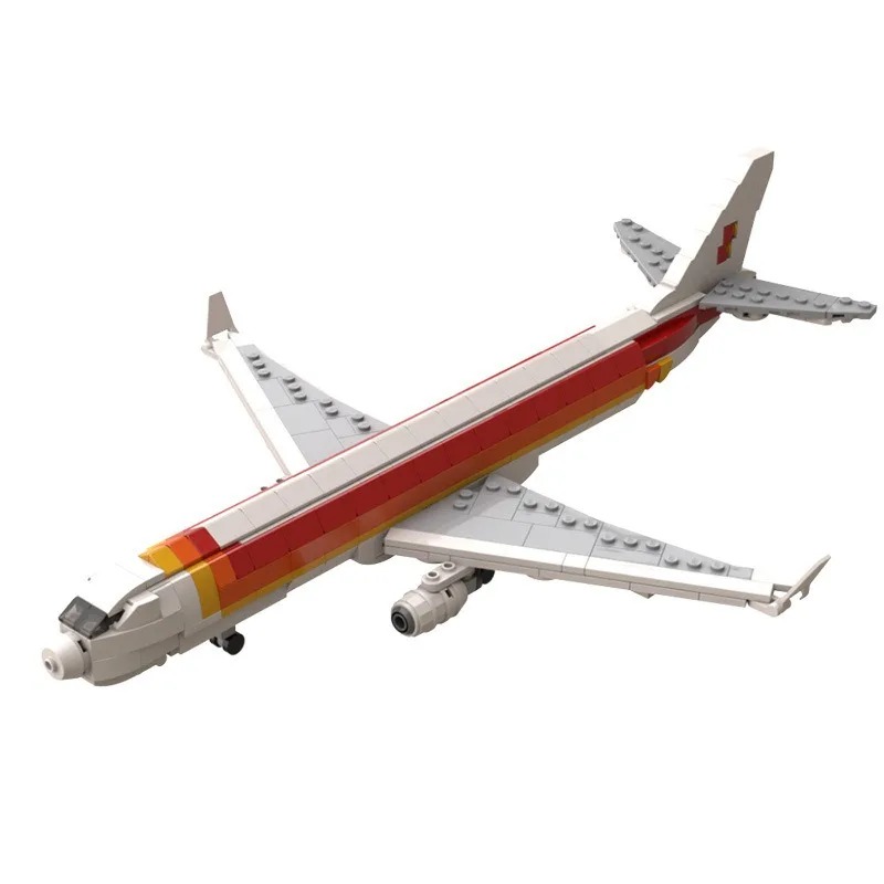 Airbus A330 Old Iberia Livery Building Blocks MOC-257951 Vintage Passenger Plane Civil Airliner Model Bricks Toy Gift For Adult