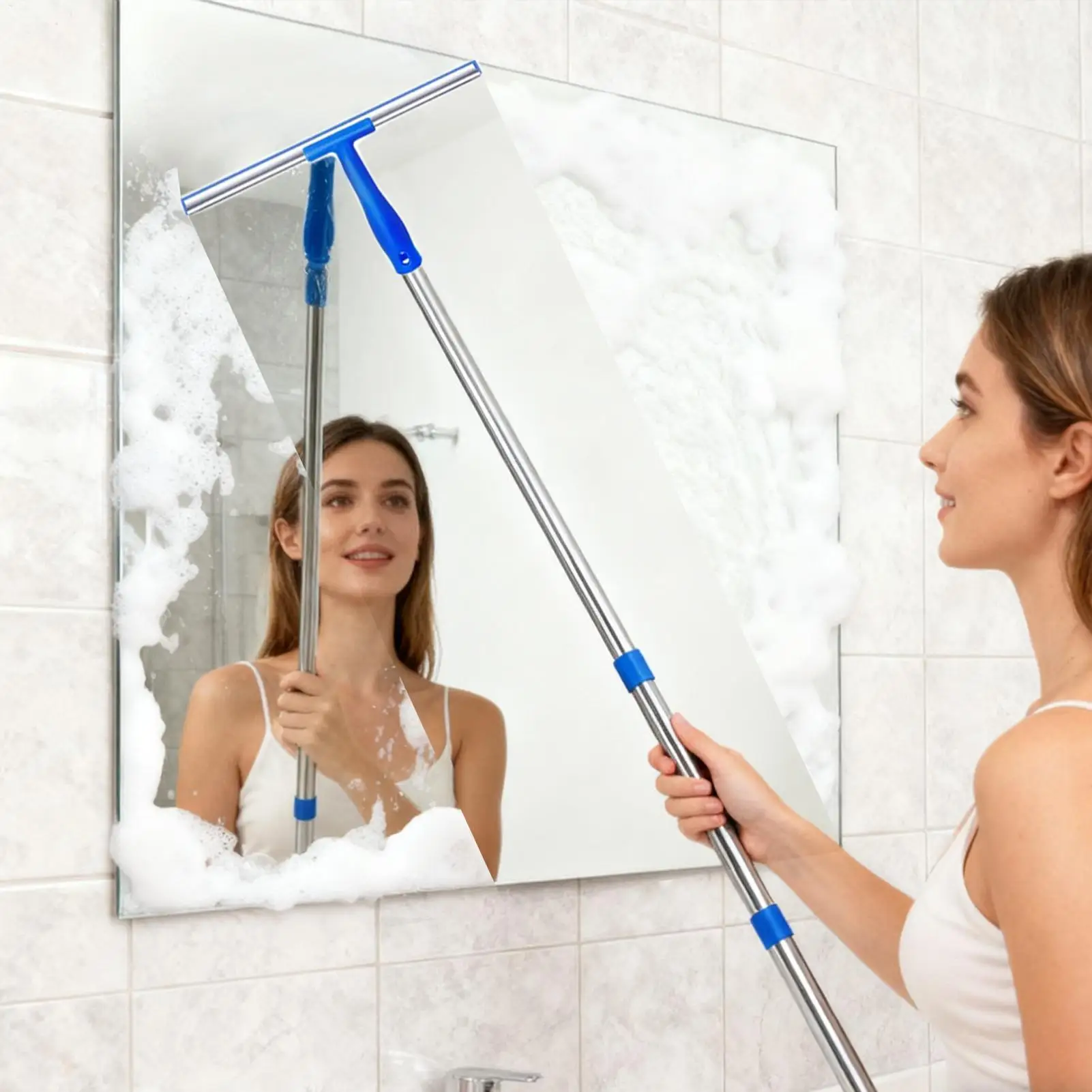 

Glass Cleaner Squeegee Heavy Duty Telescopic Rotatable All Purpose Scrubber Bathroom Squeegee Window Scrubber For Tile Wall