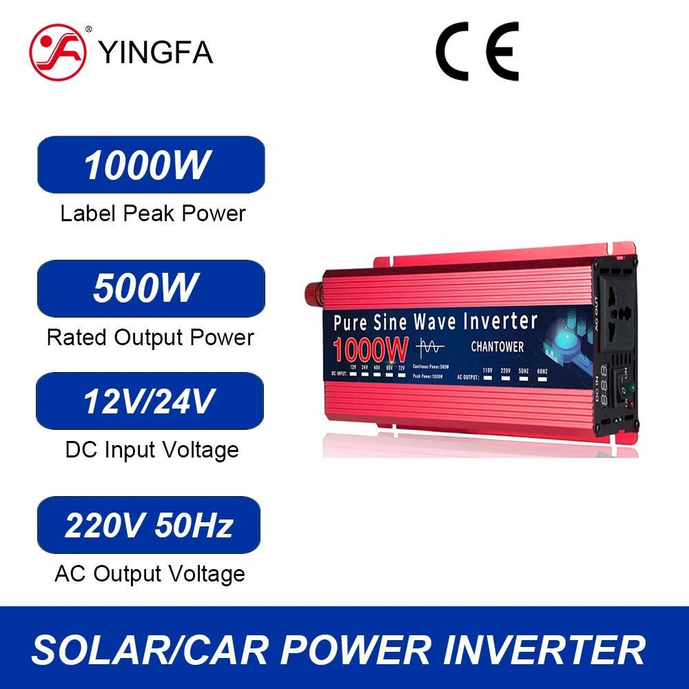 Pure Sine Wave Inverter Input 12V 24V Output 220V Peak 1000W 1600W 3000W DC To AC Power Voltage Converter Car Power Inverters