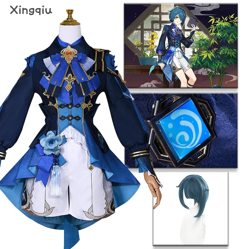 

Xingqiu Cosplay Lantern Rite Costume Bamboo Rain Xingqiu New Outfit Cosplay Halloween Party Uniform Xing Qiu Anime Role Play