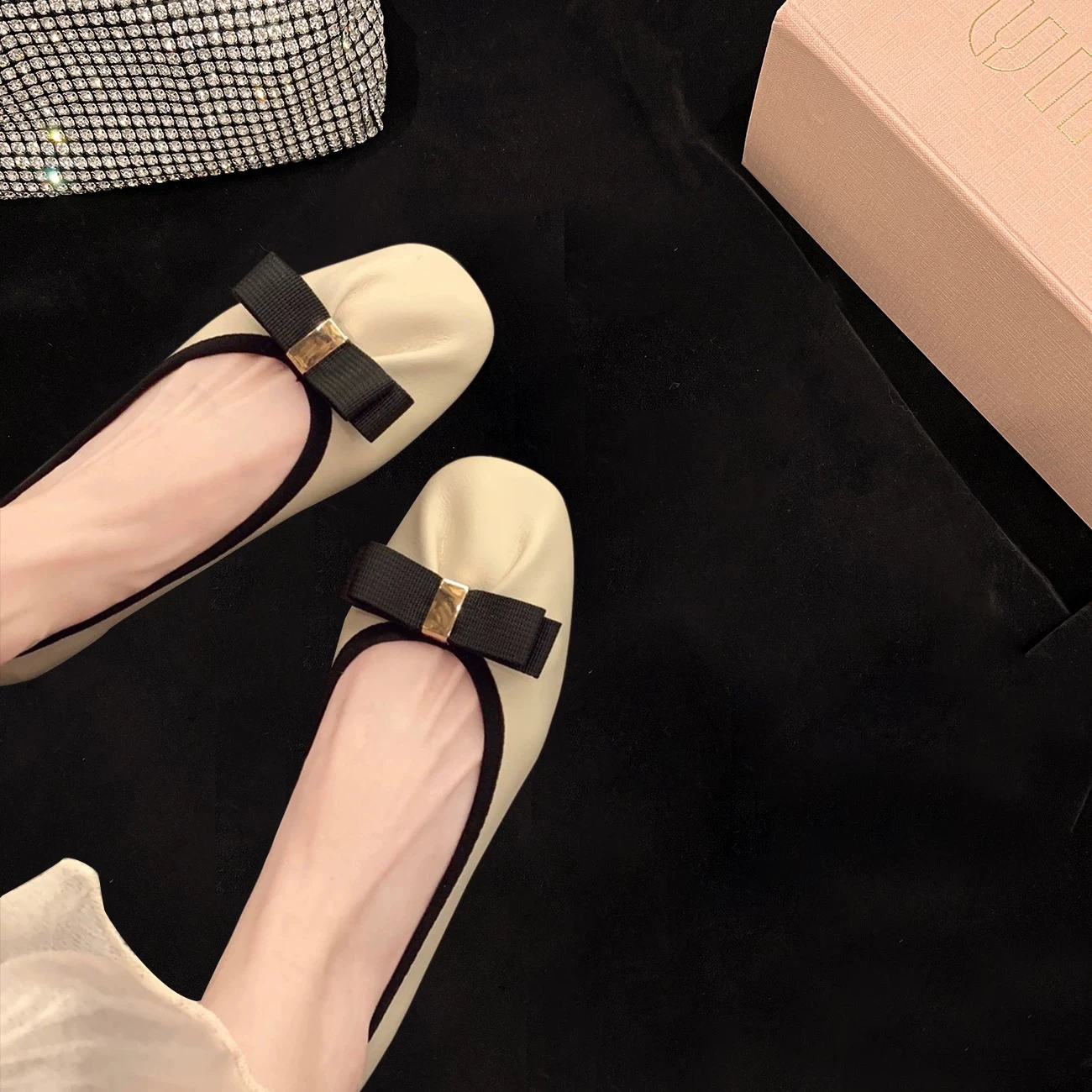 2024-new-knot-flat-bottom-ballet-shoes-women's-evening-wind-slip-on-shoes-soft-bottom-flats-korean-style-fashion
