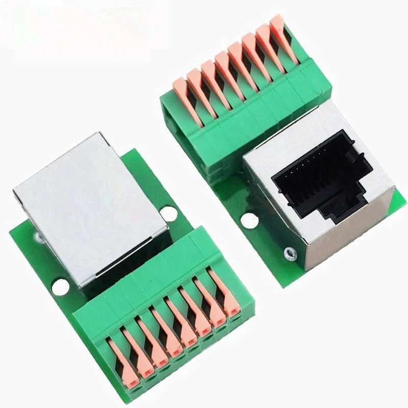 RJ45 Mesh Port Terminal Board, Solder-Free Wiring Terminal Adapter PCB Board Male Female Socket Mount Track