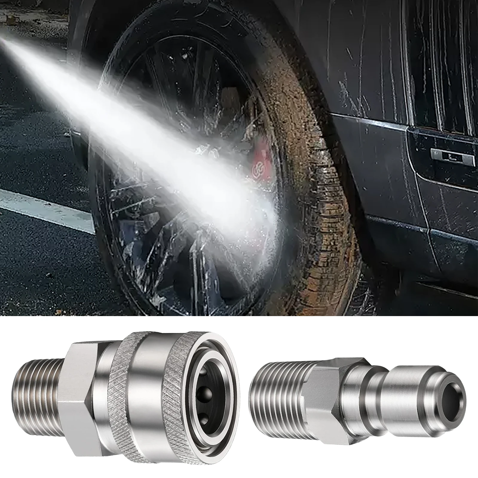 3/8 Inch Power Washer Quick Connect Kit Stainless Steel Adapter Set Quick Connector Kit Female/Male NPT Thread 12 Pcs 5000 PSI