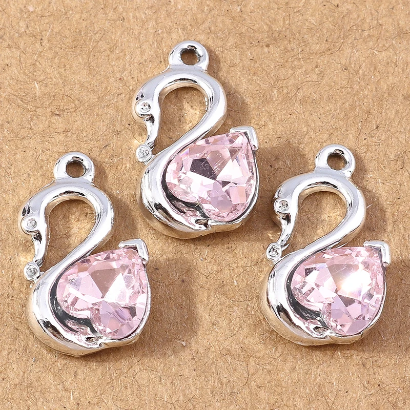 10 Stück 19*11mm Kristall Schwan Charms Anhänger für Schmuckherstellung Halskette Ohrringe DIY Armband Zubehör Zubehör – Detail 6