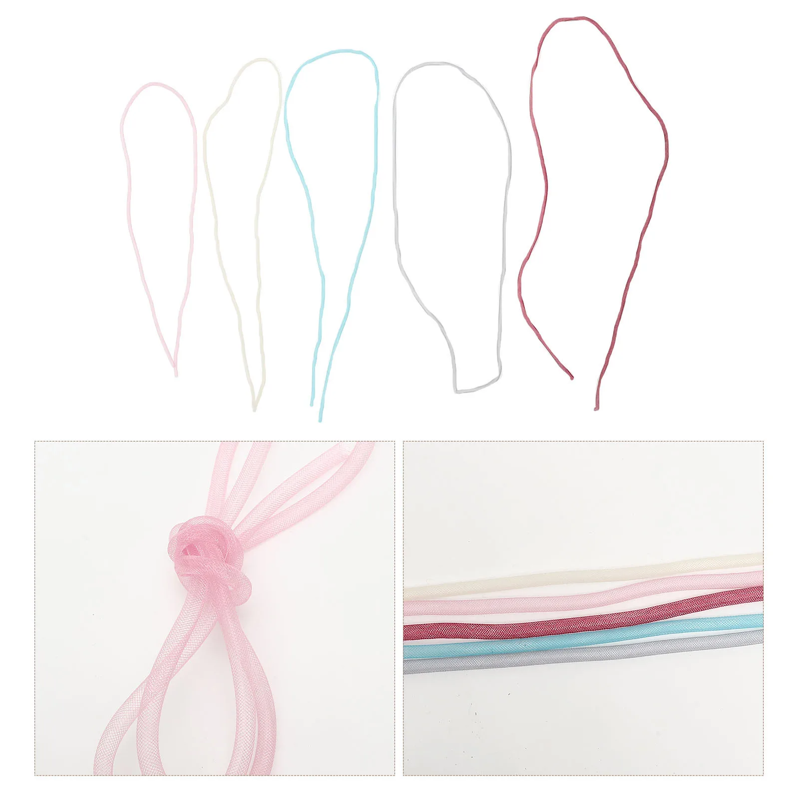 

5pcs Mesh Tube For Diy Hair Accessory Decorative Mesh Tubing Cord Diy Craft Projects Braid Tube Necklace Bracelet Wreaths