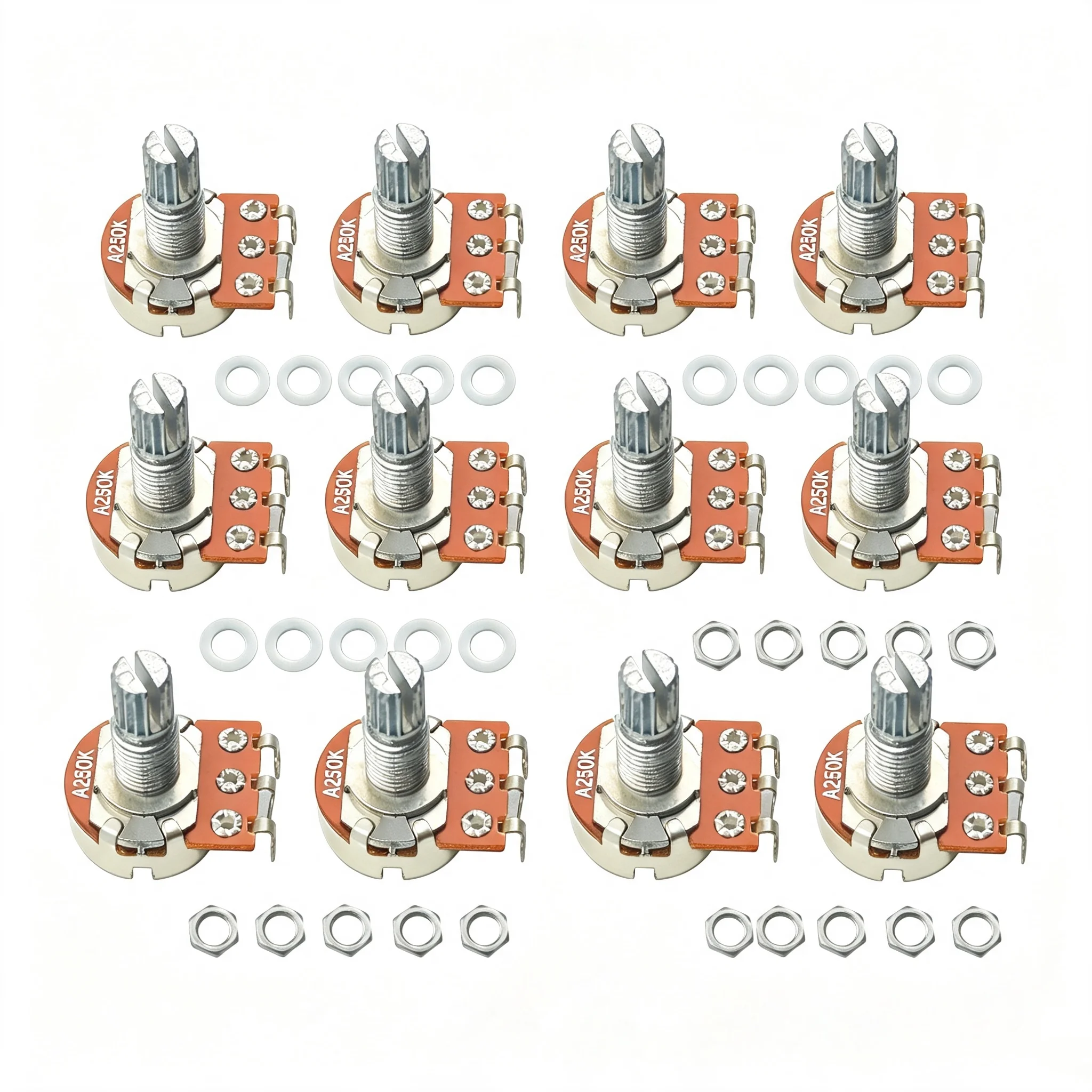 RUKOVA Mini Guitar Potentiometer, A250K/B250K/A500K/B500K Audio Tone & Volume Pot for Electric Guitar & Bass Replacement Parts