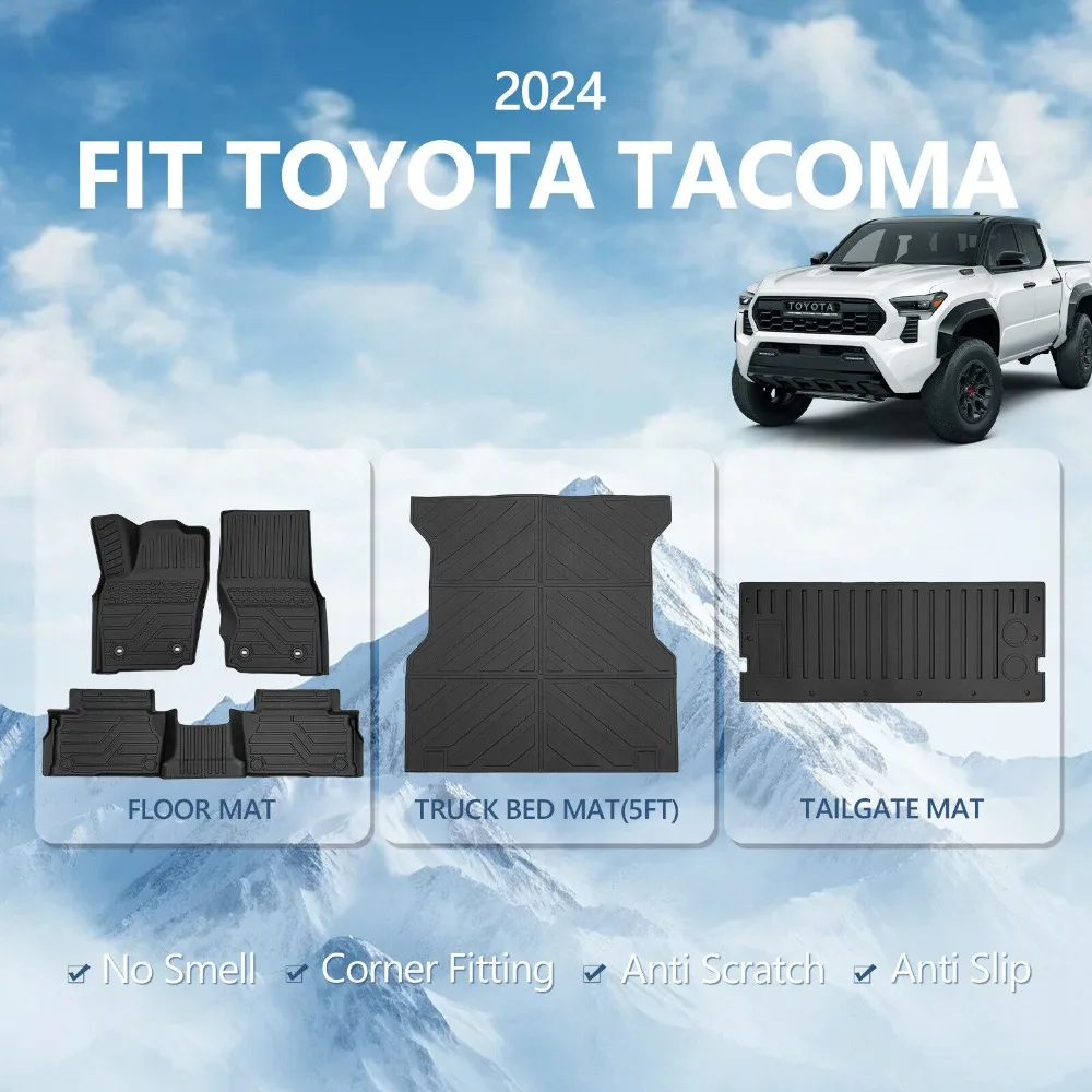 

For 2024 Toyota Tacoma Floor Mats 5FT Bed Mats Truck Bed Liners Tailgate Mats United States