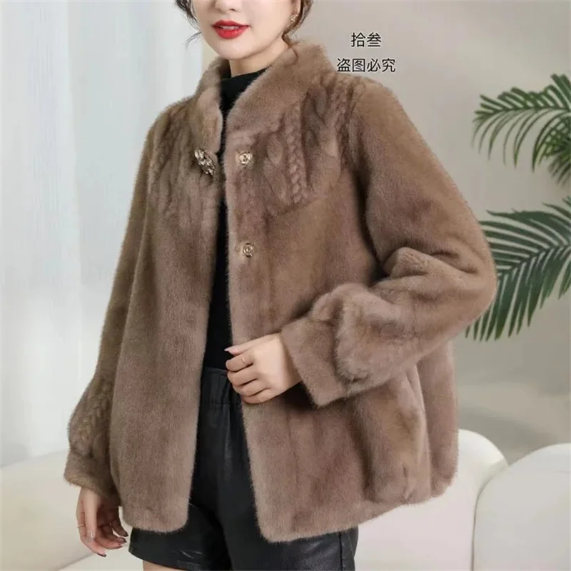 2025 inverno nova jaqueta tipo vison casaco de pele feminino engrossar gola alta outwear curto vison veludo outwear senhoras moda casaco