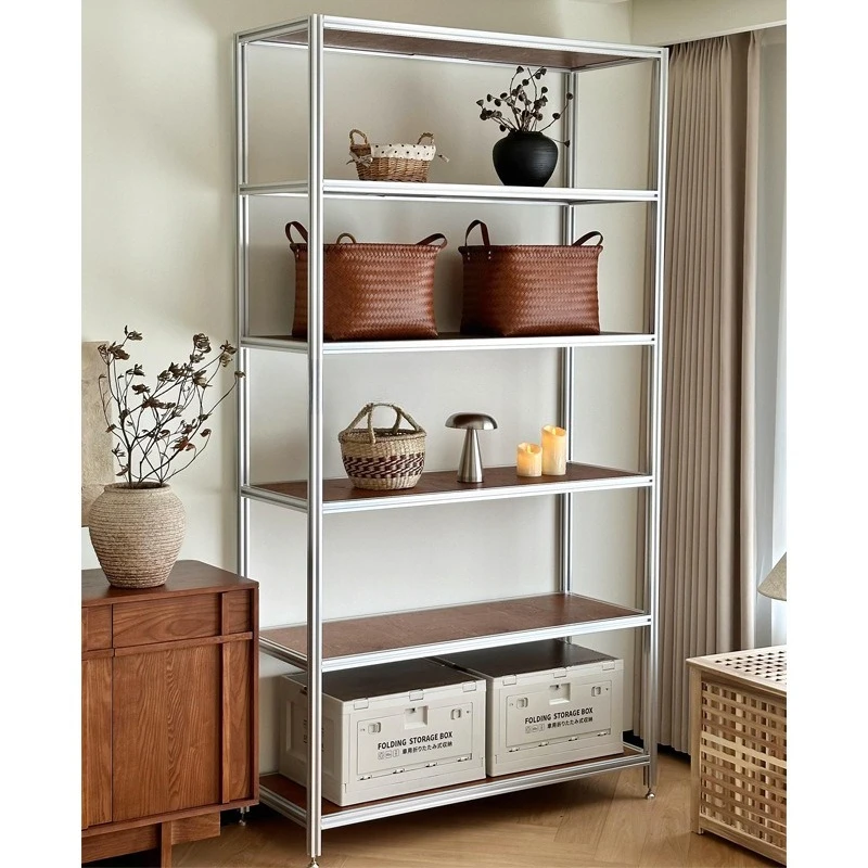 

Simple and modern floor-to-ceiling multi-layer display stand Aluminum profile marine panel shelf Household partition metal frame