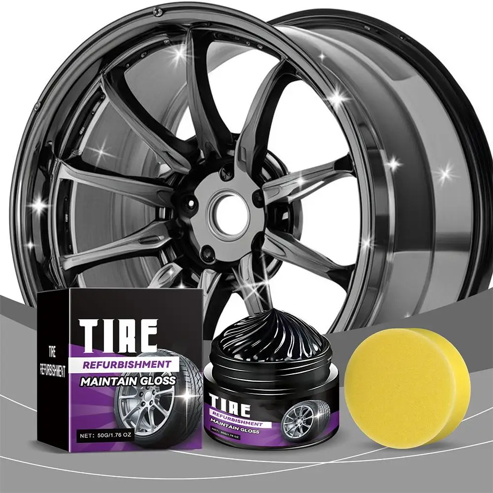 50g Car Tire Polishing Wax Tire Retreading And Film Plating Cream Tire Shine Coating Wax Auto Rubber Parts Shiny Paste Anti-Agin