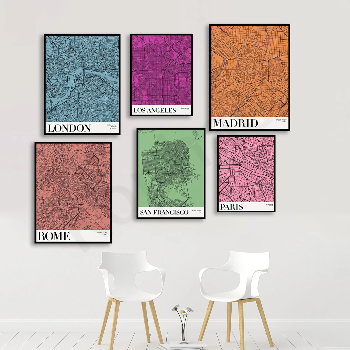 Berlin Paris Istanbul San Francisco Rome Los Angeles New York Chicago Madrid Hamburg London. City Map Poster