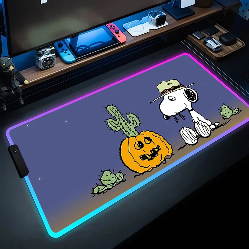 RGB Mouse Pad S-Snoopy Non-Slip Rubber Edge locking mousepads Game play mats notebook computer Girl style gift Home Decor lovely