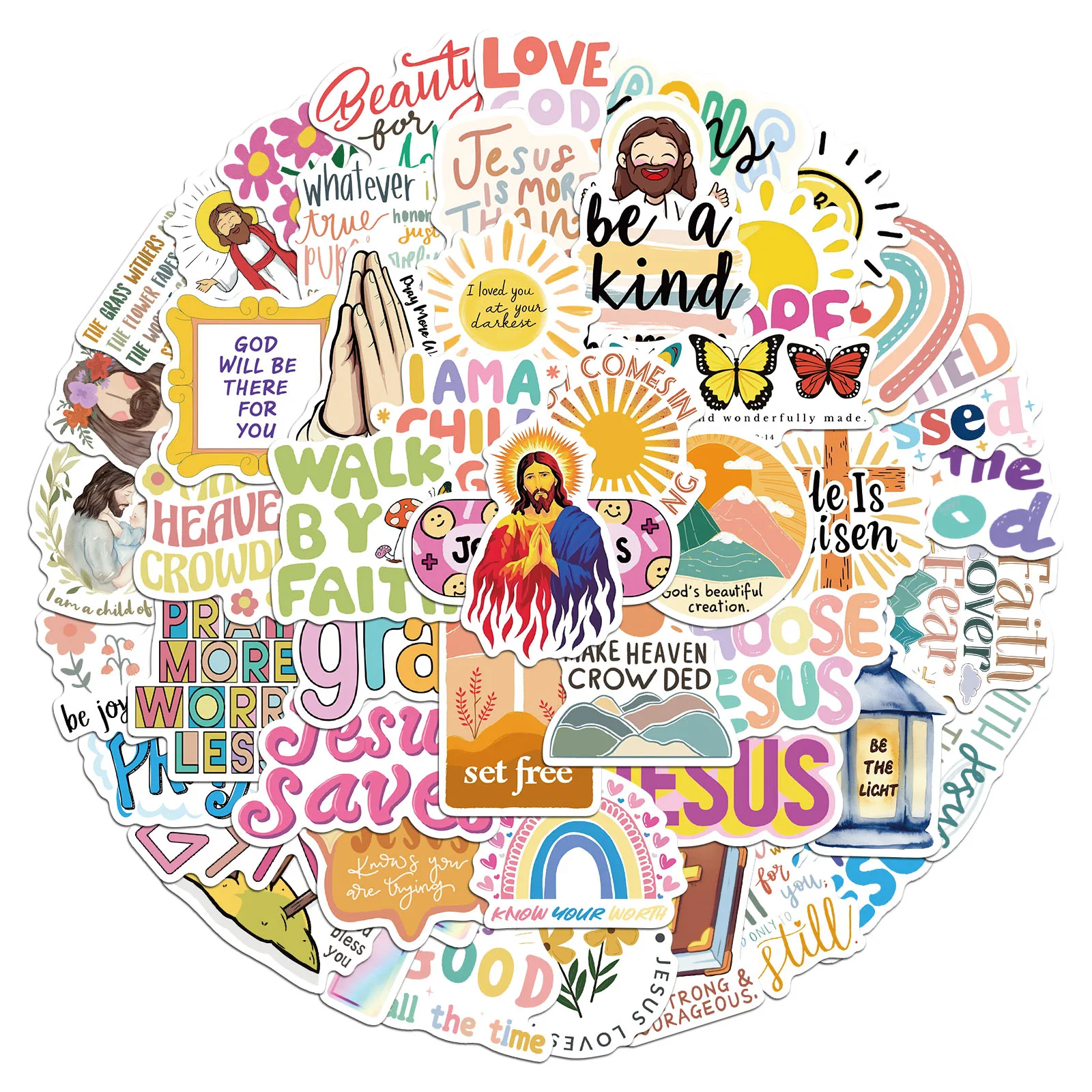 52PCS Jesus Christian Stickers Exquisite Handbooks Material Phone Cases Laptop Suitcases Water Cups Waterproof Stickers
