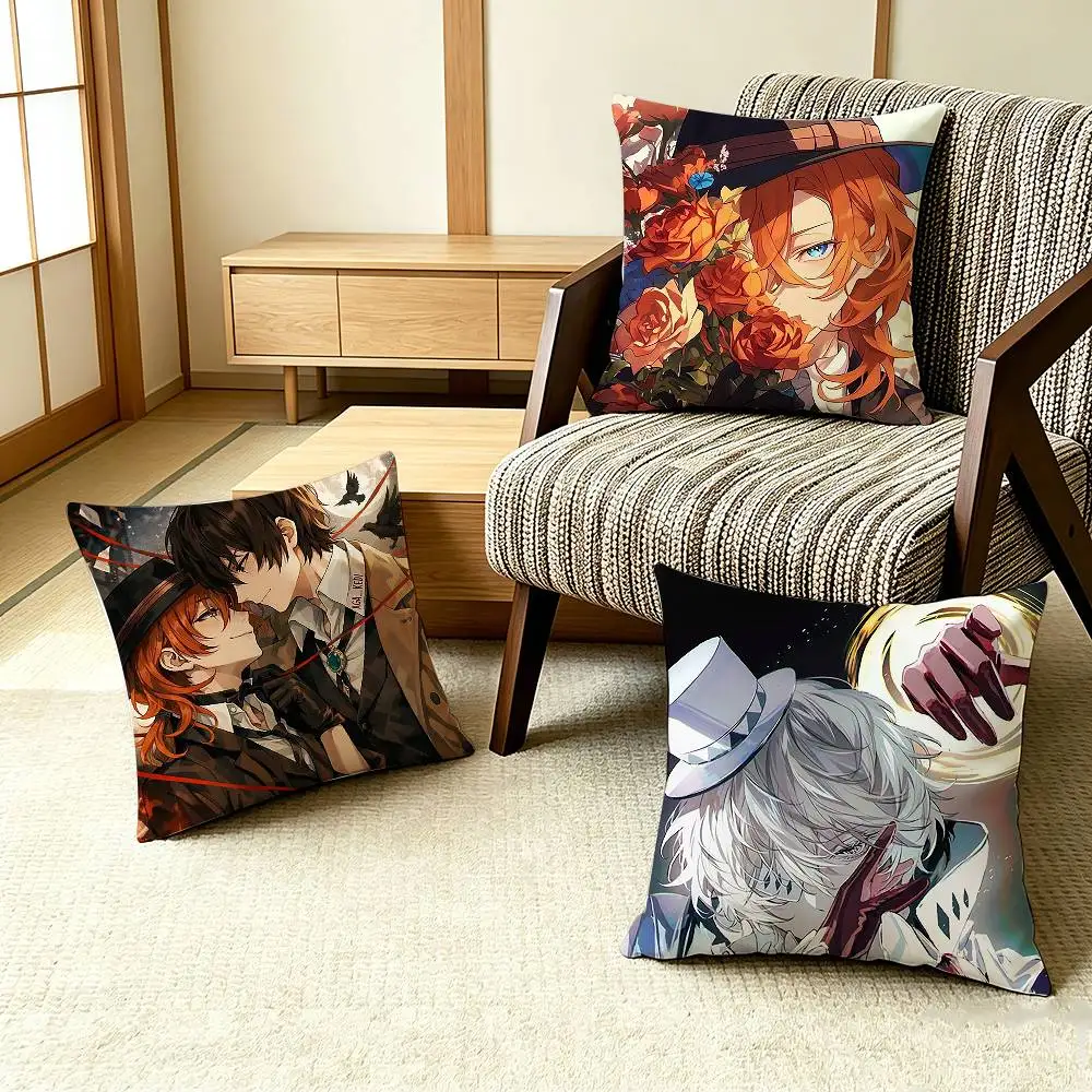 Sigma BSD B-Bungo S-Stray Dogs Pillow Case Pattern Printed Pillowcase For Living Room Sofa Cushion Cover