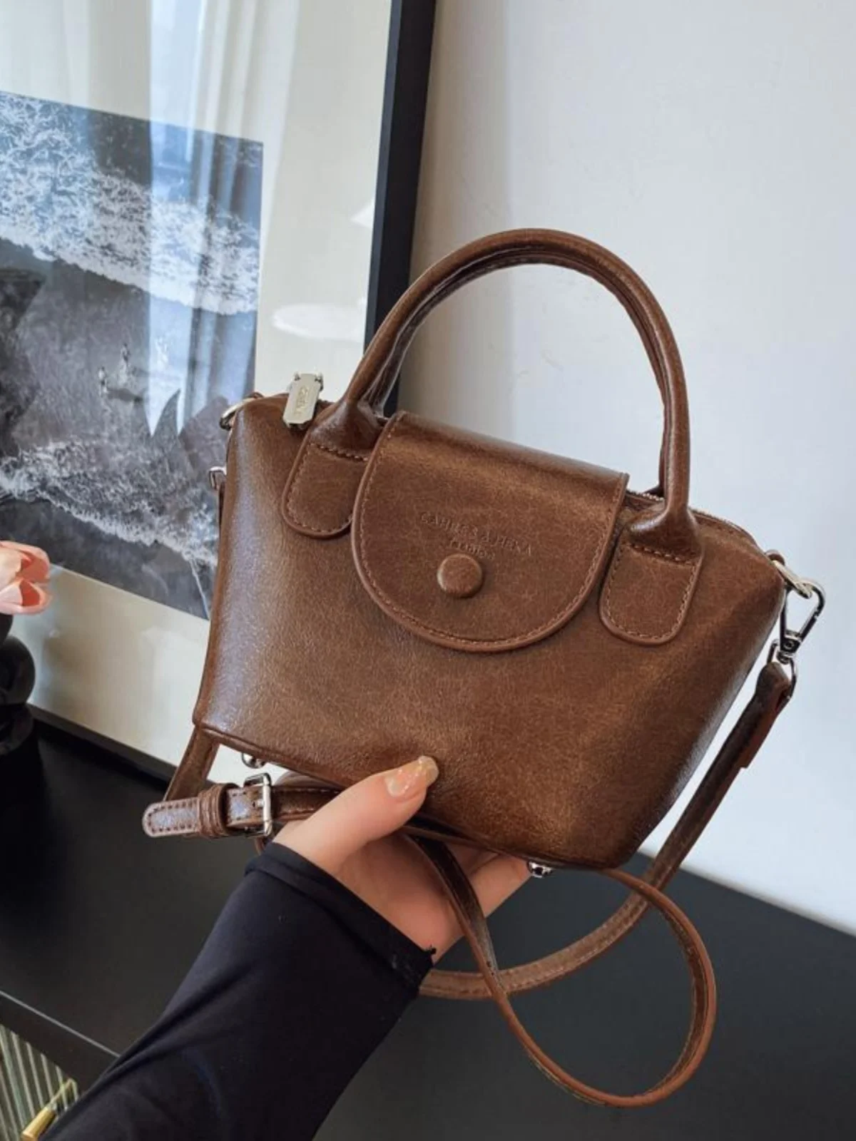 

Basket Women's Crossbody Bag Simple Faionable Retro Dumpling Bag Casual Leisure Sle Soft Tannery Leather Handbag