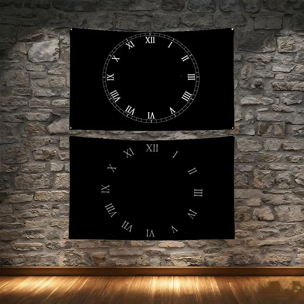 Vintage Clock Face Flags Tapestry Creative Pattern Photo Living Room Wall Art Party Outdoor Decor