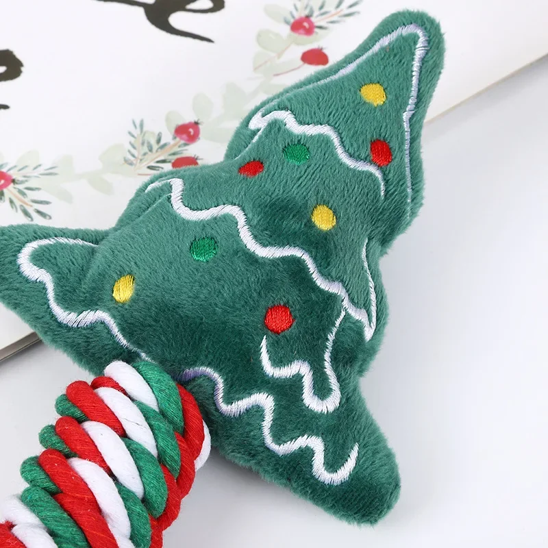 Xmas Pet Dog Plush Noise Chewing Toys Santa Elk Donut Cat Dog Christmas Series Cartoon Dog Toys Plush Squeak Toy