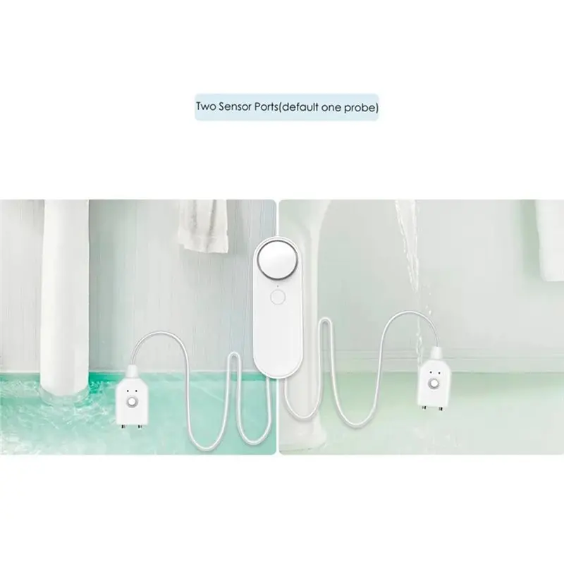 【FAST-SALE】Flood Alert 5M Wifi Water Leak Detector 90DB Dual Sensor Smart Life APP Remote Monitoring Overflow Security